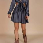 Set fusta petrecuta si top tip camasa Grey