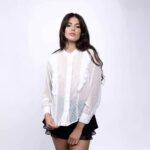 Camasa cu volane si buline white