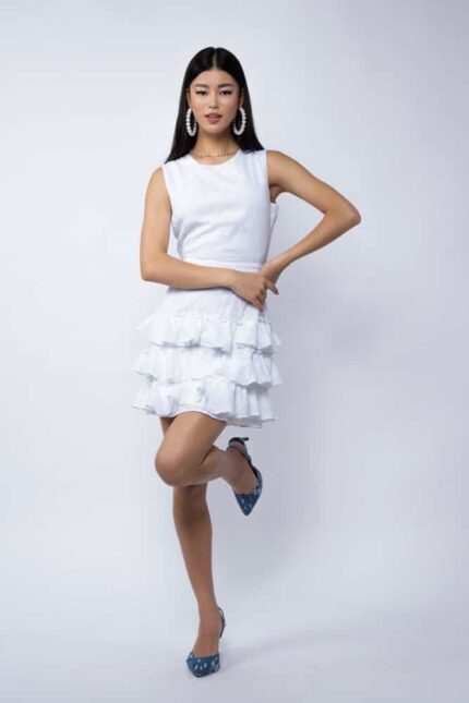 Rochia Pixie fără mânecă cu volan și spate Peekaboo - imagine 3