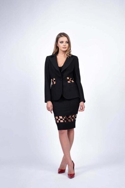 Sacou cu detalii metalice in talie - imagine 2