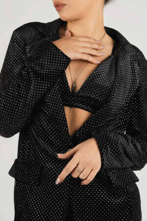 Costum elegant cu detalii strălucitoare - imagine 7