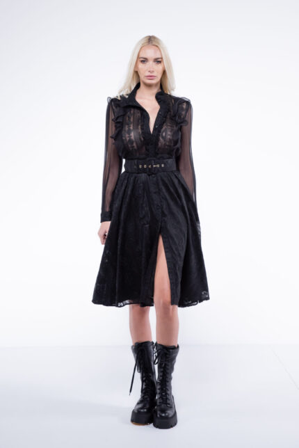 Rochie din voal de matase brodat - imagine 2