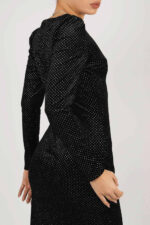Rochie midi din catifea cu maneci lungi - imagine 2
