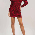 Rochie mini din catifea cu maneci bufante