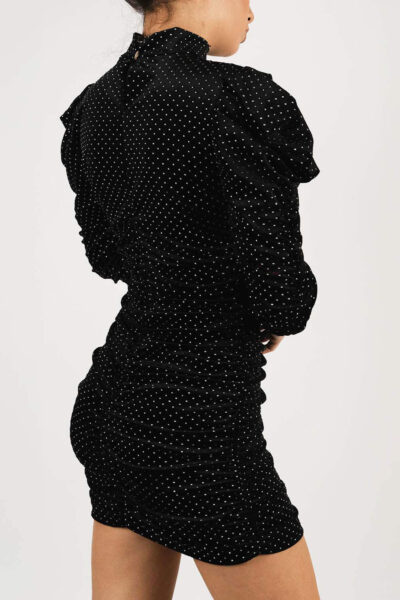 Rochie mini din catifea cu maneci bufante - imagine 3