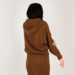 Set tricotat  fusta și hanorac maro din lana - imagine 2