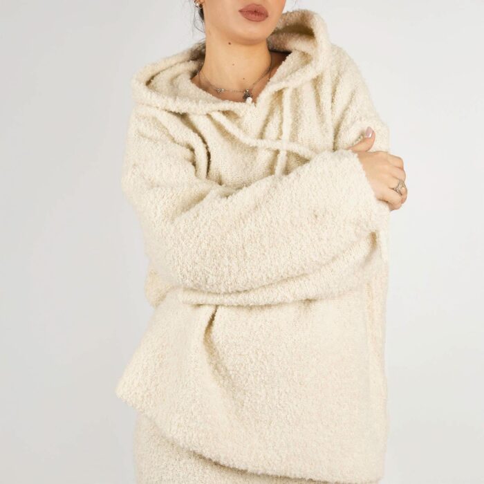Set hanorac și pantaloni din lana Ivory - imagine 4