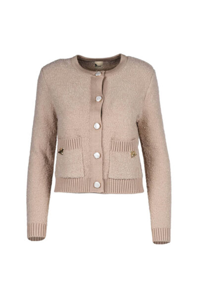 Pulover cu nasturi deosebiti si accente metalice aurii