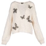 Pulover cu accesorii tip fluturi brodati si perle