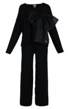 Compleu casual Black din modal cu/fara funda detasabila - imagine 4