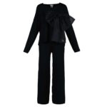 Compleu casual Black din modal cu/fara funda detasabila