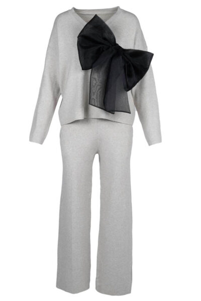 Compleu casual Grey din modal cu/fara funda detasabila - imagine 6