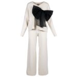 Compleu casual White din modal cu/fara funda detasabila