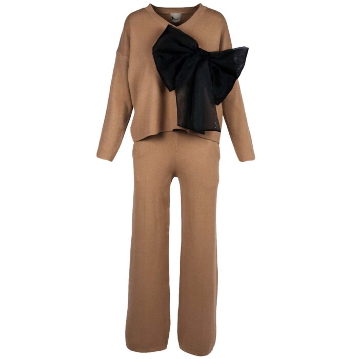 Compleu casual Caramel din modal cu/fara funda detasabila - imagine 1