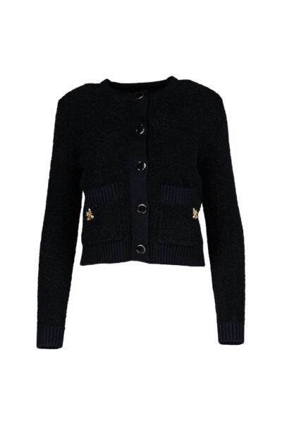 Pulover cu nasturi deosebiti si accente metalice aurii - imagine 3