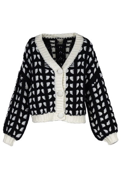 Pulover gros negru cu nasturi tricotati - imagine 4