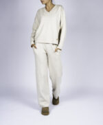 Compleu casual White din modal cu/fara funda detasabila - imagine 4