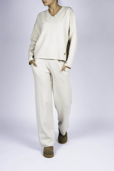 Compleu casual White din modal cu/fara funda detasabila - imagine 3