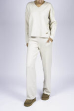 Compleu casual White din modal cu/fara funda detasabila