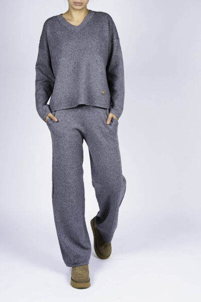 Compleu casual gri inchis din modal cu/fara funda detasabila