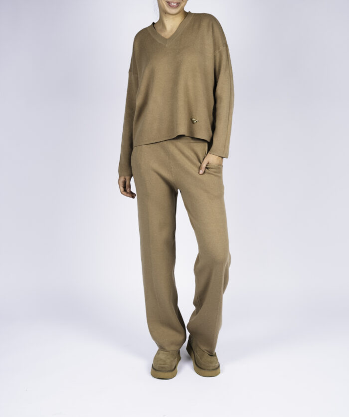 Compleu casual Caramel din modal cu/fara funda detasabila - imagine 3