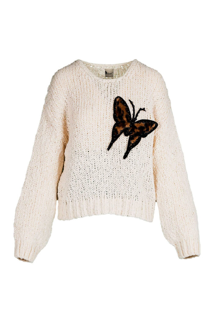 Pulover moale si calduros cu detaliu fluture - imagine 1