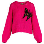Pulover fuchsia moale si calduros cu detaliu fluture