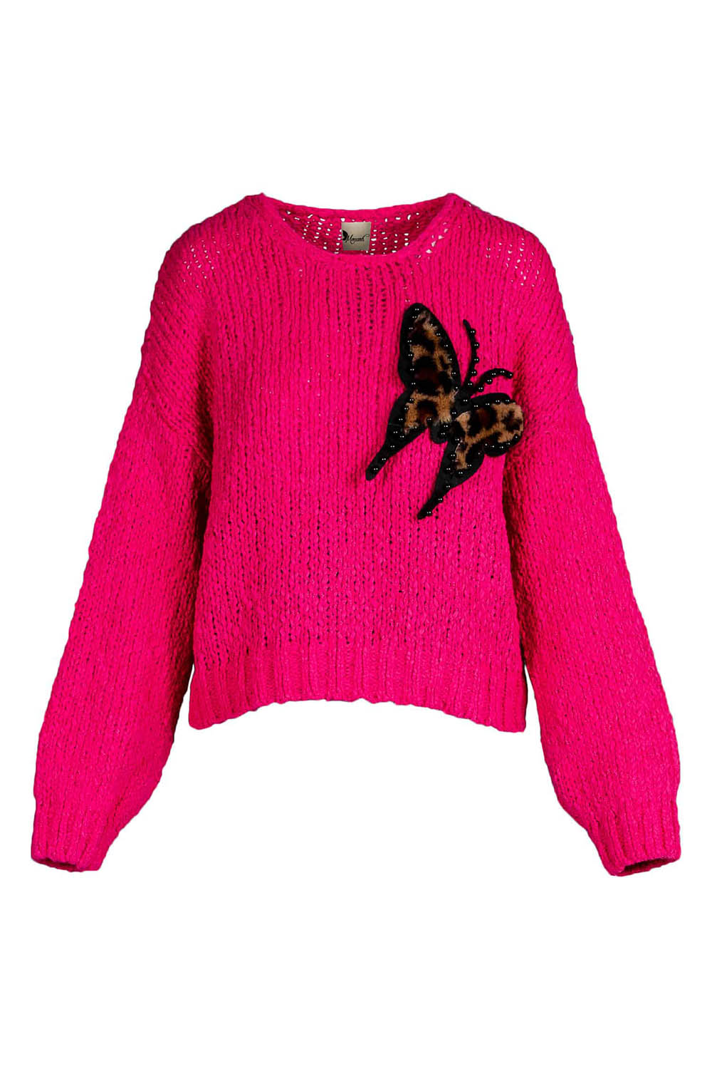 FUTURAS-MAGENTA-copy Pulover fuchsia moale si calduros cu detaliu fluture - imagine 1