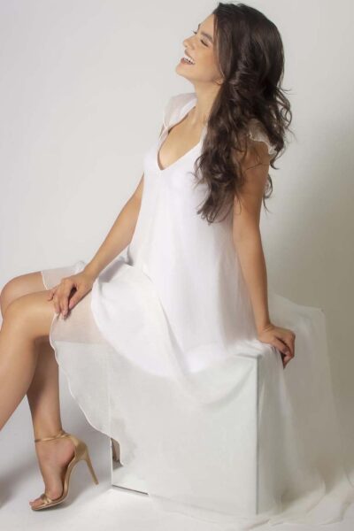 Rochie asimetrica lejera White - imagine 2