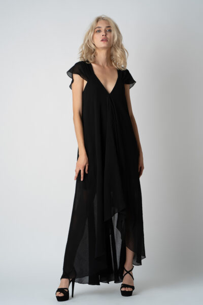 Rochie asimetrica lejera Black - imagine 4