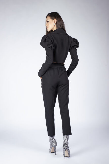 Sacou cropped cu umeri structurati - imagine 3