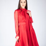 Rochie matase cu esarfe