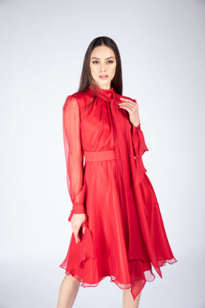 Rochie matase cu esarfe