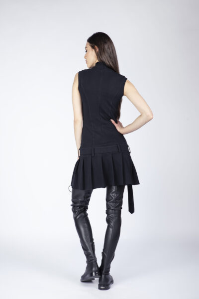 Rochie mini din bumbac cu pliseuri - imagine 5