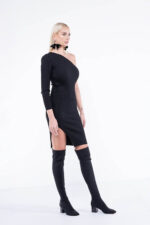 Rochie mulata asimetrica din tricot - imagine 3