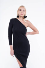 Rochie mulata asimetrica din tricot - imagine 2