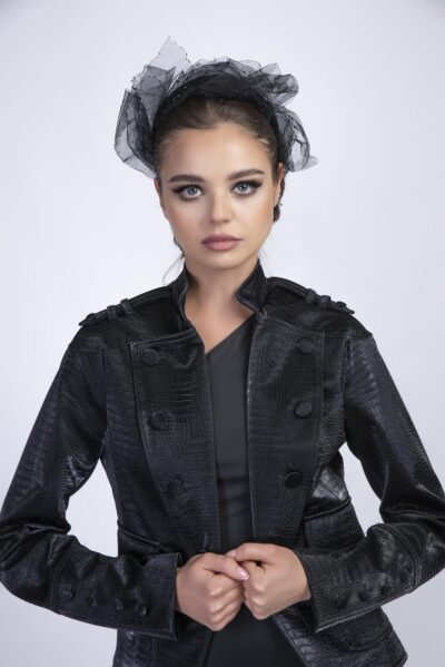 Sacou cambrat din piele eco - imagine 4