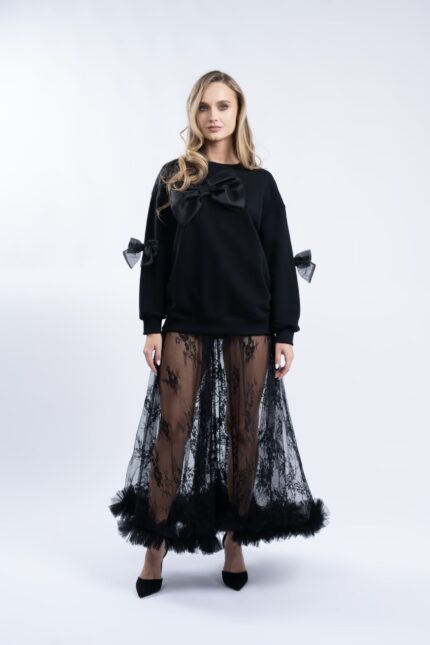 Hanorac lejer cu funde din organza - imagine 3