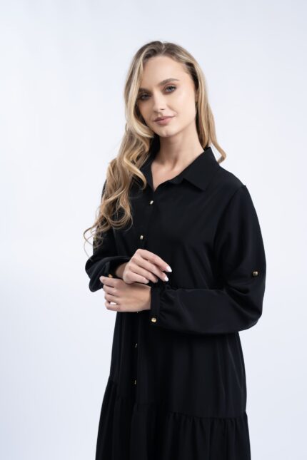 Rochie camasa midi cu mânecă lungă și nasturi - imagine 4