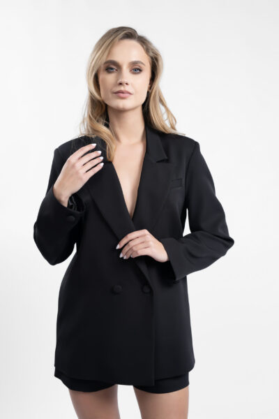 Costum pantaloni scurti și sacou lejer Black - imagine 2