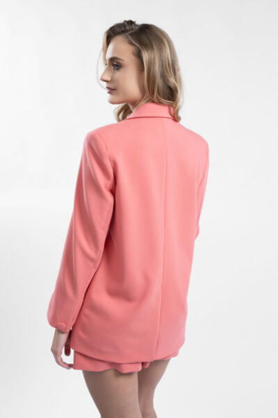 Costum vascoza pantaloni scurti si sacou lejer Soft Peach - imagine 5