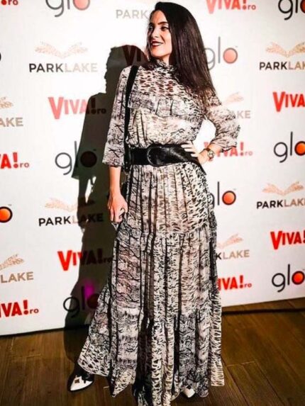 Rochie print cu volane