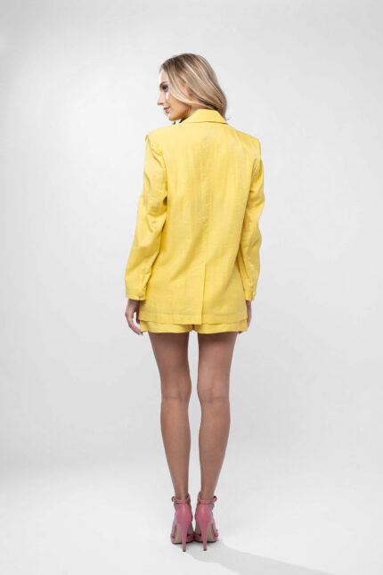 Costum sacou lejer din in peliculizat cu pantaloni scurti Yellow - imagine 4
