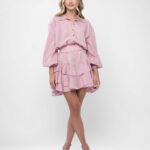 Rochie scurta cu volane din in