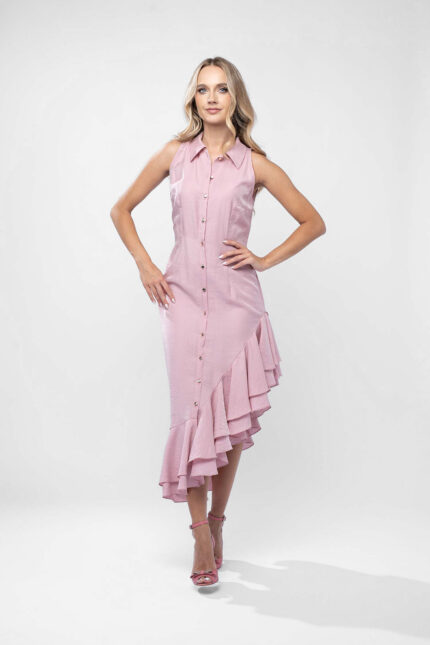 Rochie camasa cu volane asimetrice
