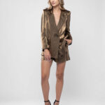 Costum sacou lejer din in peliculizat cu pantaloni scurti Dark Gold