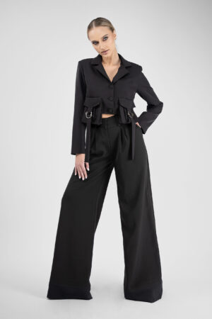 Sacou scurt cu buzunare aplicate si detalii metalice - imagine 2