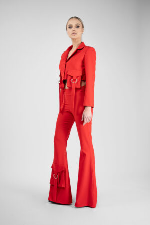 Sacou scurt cu buzunare aplicate si detalii metalice - imagine 2