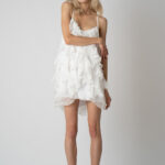 Rochie mini Lucky  cu volane din amestec de matase White