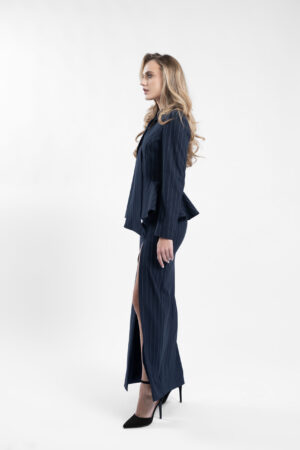 Sacou cu peplum si funda Navy Stripe - imagine 4